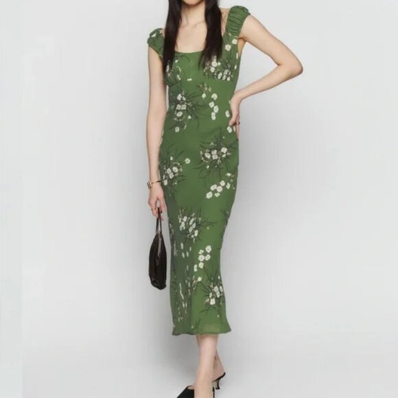 NWT Reformation | Green Floral Demy Midi Dress "Lomita" | Size XL - Picture 3 of 13